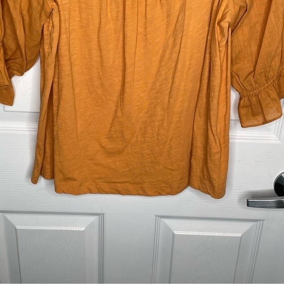 Anthropologie Smocked Short Puff Sleeve Shirt in Mustard Yellow M - Picture 5 of 11